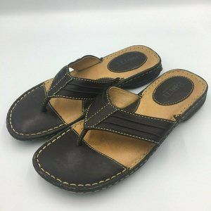Born Brown Leather Flip Flop Sandals Size 7